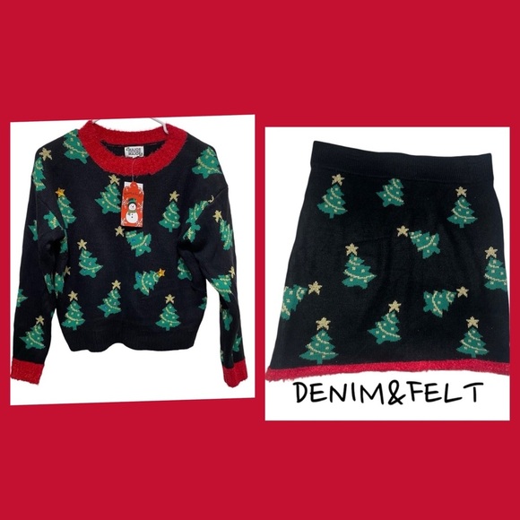 Major Label Women’s Ugly Christmas Sweater & Skirt 2 Piece Set | NEW/NWOT! 🎄⭐️ - Picture 1 of 13